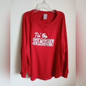 Secret Treasures Tis The Season Red Christmas Long Sleeve Top L